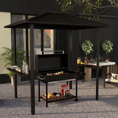 Εξωτερικό Grilling 6x8 Hardtop BBQ Gazebo με 2 πλευρικά ράφια 102 lbs H92.5 x W96.5 x D70.9