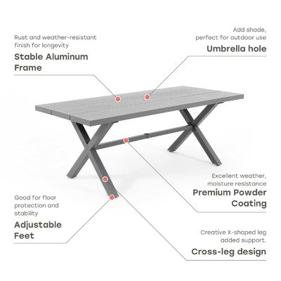 AJUNION X σχήμα υπαίθριο δείπνο για εστιατόριο 76 &quot;D x 36&quot; W x 30'H Μέγεθος τραπεζιού