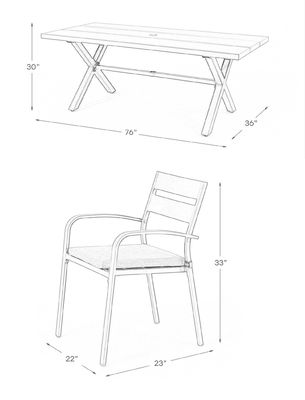 AJUNION X σχήμα υπαίθριο δείπνο για εστιατόριο 76 &quot;D x 36&quot; W x 30'H Μέγεθος τραπεζιού