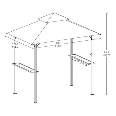 Εξωτερική βεράντα Grill Gazebo Τέντα AJUNION 5x8 Διπλό στρώμα BBQ Canopy με ατσάλινο πλαίσιο