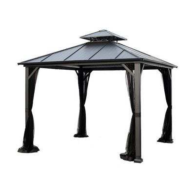 Πολυεστέρας υφάσματος AJUNION 10x10ft Ζυγισμένο χάλυβα διπλή οροφή Gazebo Canopy με φερμουάρ