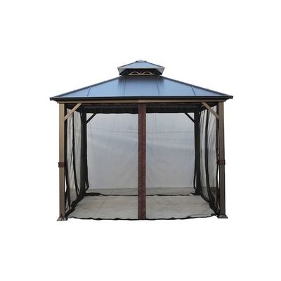 Πολυεστέρας υφάσματος AJUNION 10x10ft Ζυγισμένο χάλυβα διπλή οροφή Gazebo Canopy με φερμουάρ