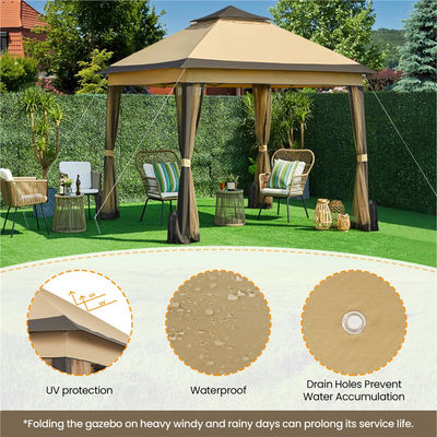 Κουρέλα 3,3x3,3M Εξωτερική σκηνή Gazebo Pop Up με 4 πλέγμα πλευρικά τοιχώματα Αδιάβροχο