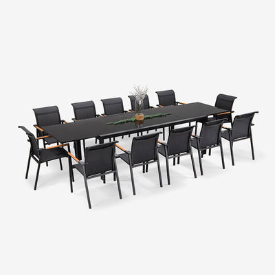 Επεκτάσιμο σύνολο βεράντας L 336,5 x W 107,5 x H 75cm AJUNION Εξωτερικό τραπεζάκι από αλουμίνιο
