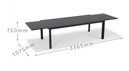 Επεκτάσιμο σύνολο βεράντας L 336,5 x W 107,5 x H 75cm AJUNION Εξωτερικό τραπεζάκι από αλουμίνιο