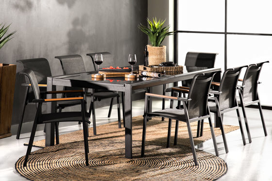 Επεκτάσιμο σύνολο βεράντας L 336,5 x W 107,5 x H 75cm AJUNION Εξωτερικό τραπεζάκι από αλουμίνιο