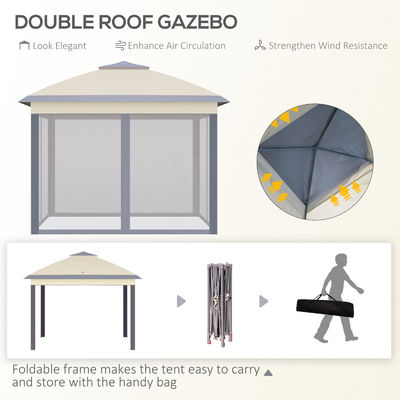 Ανθεκτικό στη σάπια L330 x W330 x H288cm AJUNION Κήπος Gazebo Εξωτερική σκηνή σκηνή Pop Up