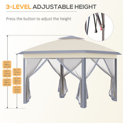 Ανθεκτικό στη σάπια L330 x W330 x H288cm AJUNION Κήπος Gazebo Εξωτερική σκηνή σκηνή Pop Up
