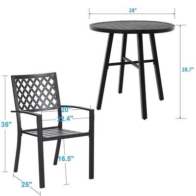Εξωτερικό μπαλκόνι Bistro Set Μεταλλικά έπιπλα κήπου με αναδιπλούμενο σχεδιασμό και 2 θέσεις