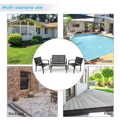 Σύνολο μπαλκόνι ή μπαλκόνι Lounge Metal Frame Garden Set για εξωτερική χαλάρωση 4 θέσεων