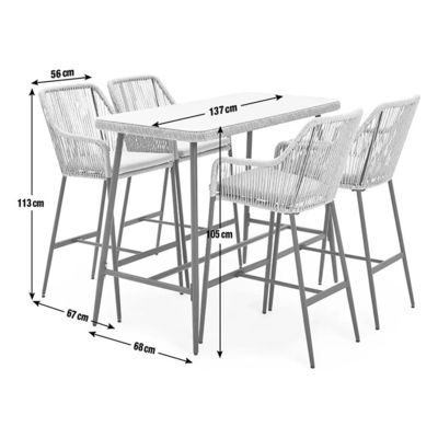 Μοντέρνο Design AJUNION Μεταλλικό 4 θέσεις Εστιατόριο Μπαρ Κήπου Ρατάνιο Υφάσματα Εξωτερικό Εστιατόριο