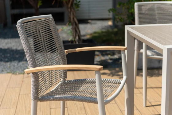 Απολαύστε τα γεύματα με την AJUNION Luxury Aluminum Garden Set και την καρέκλα με σχοινί.
