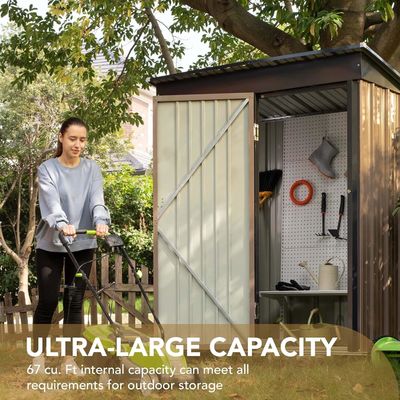 AJUNION μοντέρνο σχεδιασμό 5x3ft μεταλλικό κήπο υπόστεγο μονό κλειδωτές πόρτες 61,2" πόρτες ύψος