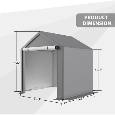 Κάλυψη οροφής από υφασμάτινο PE AJUNION 6.2x5.6ft Εξωτερική σκηνή αποθήκευσης Χωροφυλάκιο μεταλλικού κήπου