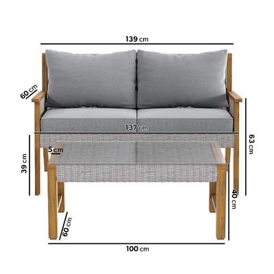 Y Mail Packing Rattan Weave Outdoor Sofa Set με στερεό ξύλινο πλαίσιο και PE Wicker