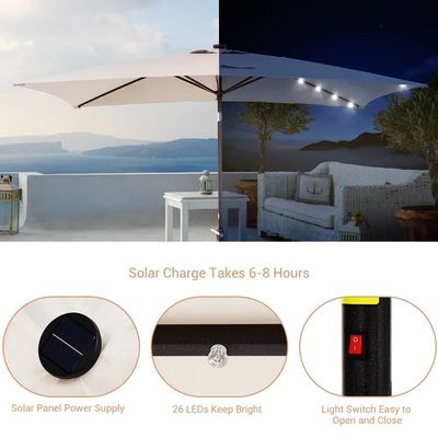 Εμπορική Sonnenschirm Ομπρέλα με φως 227,5 CM Radii και Αλουμινένιο πόλο