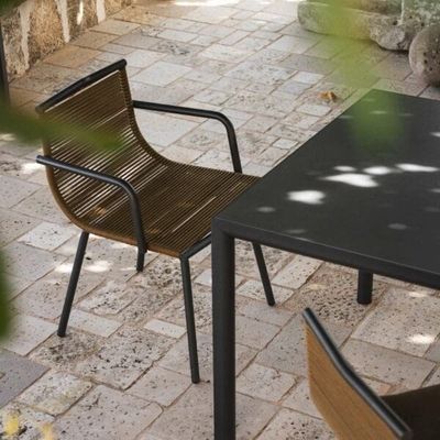 Μεταλλικό μινιμαλιστικό κήπο σετ AJUNION Αλουμινίου τραπεζαρία καρέκλα σχοινί υφαντό εξωτερικά έπιπλα