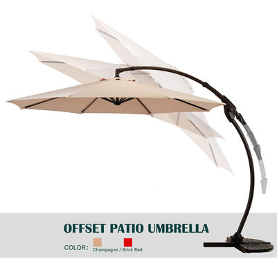 Εξωτερική αυλή κήπος Αλουμινίου Curvy Cantilever S σχήμα μπανάνα ομπρέλα Παραθύρες με βάση
