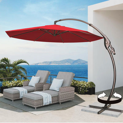 Εξωτερική αυλή κήπος Αλουμινίου Curvy Cantilever S σχήμα μπανάνα ομπρέλα Παραθύρες με βάση