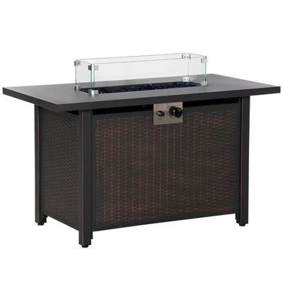 Εξωτερική αυλή κήπος κατασκήνωση Fire Pit Τραπέζι με αυτόματη ανάφλεξη και γυάλινη προστασία αέρα
