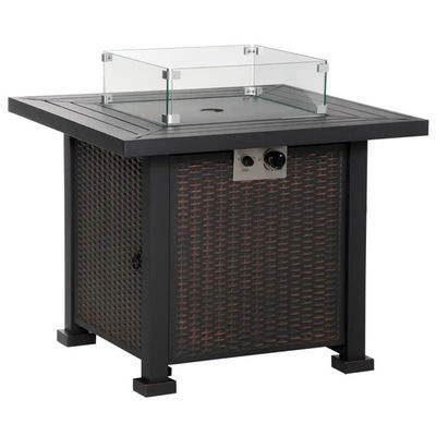Εξωτερική αυλή κήπος κατασκήνωση Fire Pit Τραπέζι με αυτόματη ανάφλεξη και γυάλινη προστασία αέρα