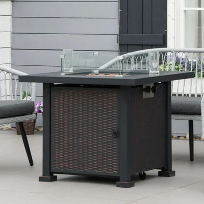Εξωτερική αυλή κήπος κατασκήνωση Fire Pit Τραπέζι με αυτόματη ανάφλεξη και γυάλινη προστασία αέρα