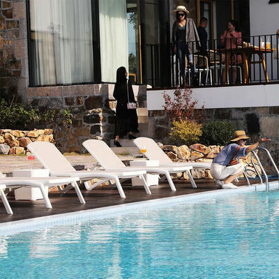 Εξωτερικός κήπος πλαστικό Teslin Stackable Chaise Sun Lounger Καρέκλα για ξενοδοχείο Beach Patio