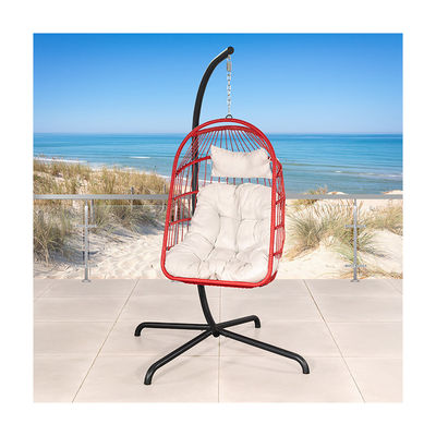 Κηπουρικά έπιπλα W100xL120xH198cm Κουτάλι πλαστικής πλαστικής PE Rattan Egg Chair Κρεμαστική καρέκλα