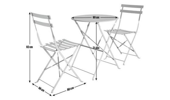 Στυλάτο Metal Steel Garden Set για αυλή Κήπος Σπίτι W80xD68xH82cm Εξωτερικό Bistro Set