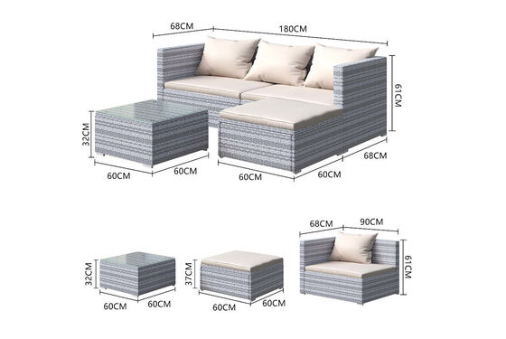 AJUNION Wicker Rattan Garden Sofa Outdoor Lounge Set 4 τεμάχια με συσκευασία Y Mail
