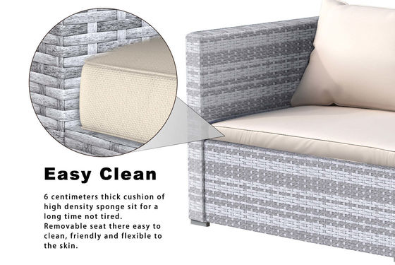 AJUNION Wicker Rattan Garden Sofa Outdoor Lounge Set 4 τεμάχια με συσκευασία Y Mail