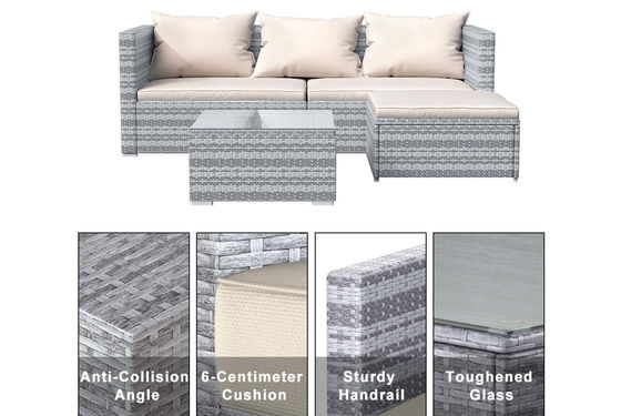 AJUNION Wicker Rattan Garden Sofa Outdoor Lounge Set 4 τεμάχια με συσκευασία Y Mail