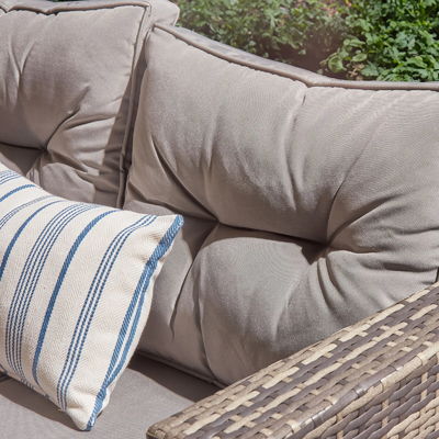 Εστιατόριο Rattan Garden Set με Fire Pit Table AJUNION 8 θέσεις Τομεακό Καναπέ