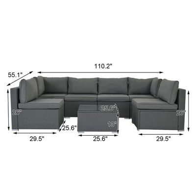 AJUNION Wicker Rattan PE Τομεακό Καναπέ Κήπος Επικαιροποιημένο Έπιπλο Πάρτιο Συνομιλία Επικαιροποιημένο Έπιπλο Εξωτερικού