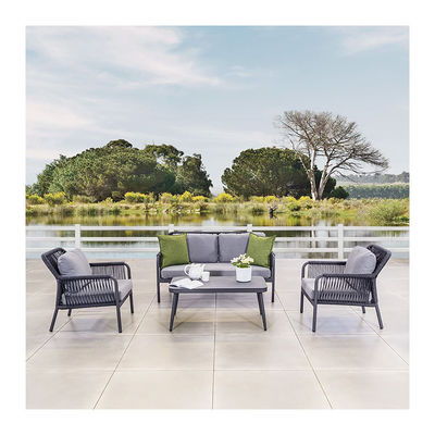 Αλουμινίου Φρέμα AJUNION Σχοινί Weave Κήπος έπιπλα Lounge Sofa Set με HPL επιφάνεια τραπεζιού