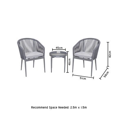 Ραχί υφαντικό AJUNION 3 κομμάτια αλουμίνιο Bistro Set για μπαλκόνι Cottage και παραλία καθίσματα