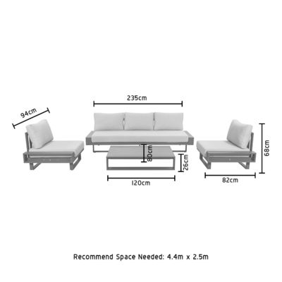 AJUNION Luxury Aluminium Sofa Set έπιπλα με τραπέζι καφέ Μέγεθος L 120 x W80 x H26cm