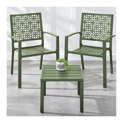 Εξωτερικά έπιπλα AJUNION Σύγχρονο σίδηρο KD Frame Garden Set Stackable Chair Bistro Set