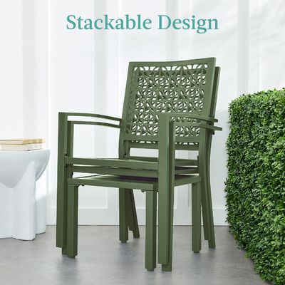 Εξωτερικά έπιπλα AJUNION Σύγχρονο σίδηρο KD Frame Garden Set Stackable Chair Bistro Set