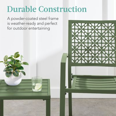 Εξωτερικά έπιπλα AJUNION Σύγχρονο σίδηρο KD Frame Garden Set Stackable Chair Bistro Set