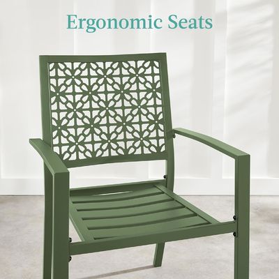 Εξωτερικά έπιπλα AJUNION Σύγχρονο σίδηρο KD Frame Garden Set Stackable Chair Bistro Set