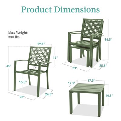 Εξωτερικά έπιπλα AJUNION Σύγχρονο σίδηρο KD Frame Garden Set Stackable Chair Bistro Set
