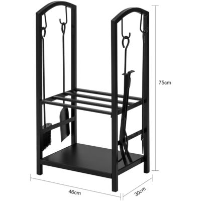 2 βαθμίδες Rack ξυλεία W46 x D30 x H75cm Κρατητής ξυλεία τζάκι με τζάκι και 4 εργαλεία