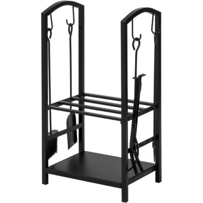 2 βαθμίδες Rack ξυλεία W46 x D30 x H75cm Κρατητής ξυλεία τζάκι με τζάκι και 4 εργαλεία