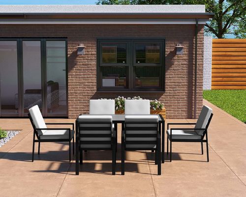 Εξωτερικό Δείπνινο Τραπέζι L150xW90xH73cm με επιφάνεια HDPE και μεταλλικό πλαίσιο