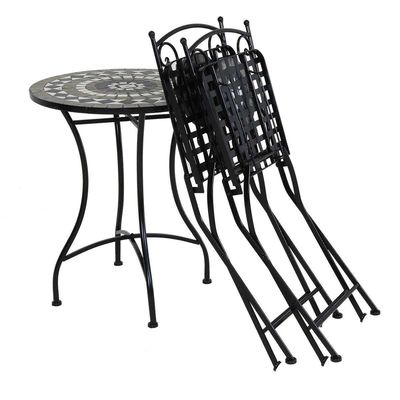 Σθεναρό σιδερένιο μπαλκόνι κήπου Bistro Set με σύγχρονο στυλ σχεδιασμού και κεραμική επιφάνεια κεραμικών πλακών