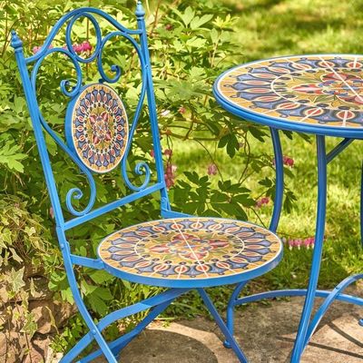 Σιδηροτεχνία Μωσαϊκό Bistro Set 3pcs Βαλκόνι Set με αναδιπλούμενο τραπέζι και καρέκλα από AJUNION