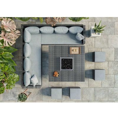 Τραπεζικό τραπέζι φωτιάς μεγέθους L130xW130xH60cm 11 καθισμάτων γωνιακό καναπέ έπιπλα αυλής
