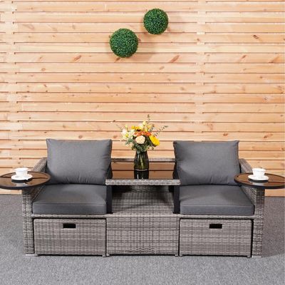 Κήπος πίσω από την αυλή σαλόνι Sofa Set με PE Wicker Rattan σε διάφορα τμήματα σχεδιασμού