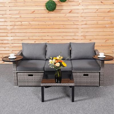 Κήπος πίσω από την αυλή σαλόνι Sofa Set με PE Wicker Rattan σε διάφορα τμήματα σχεδιασμού